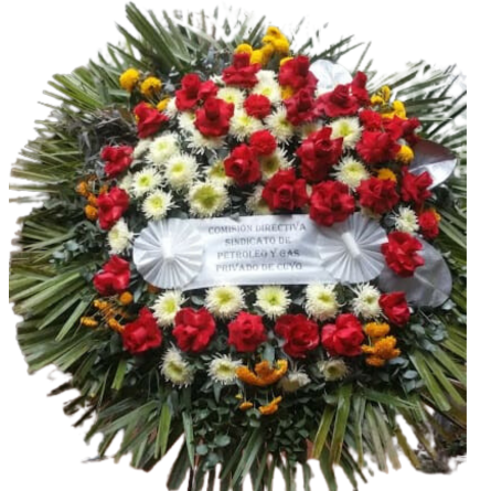 Imagen de corona sueños Descripcion: Corona fúnebre con 20 rosas rojas, san vicente, margaritas, lisianthus astromelias y otras flores de estacion.