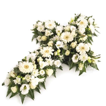 Imagen de Cruz de descanso Descripcion: Cruz de flores blancas